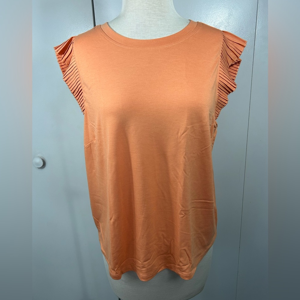 Women's Light Orange Ruffle Sleeve Top